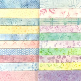 Lunn Fabric Batiks Stash Builder 20 Fat Quarters 100% Cotton FQ Multi Pastel 451