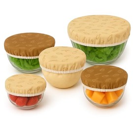 Reusable Bowl Covers Set of 5 – Eco-Friendly Fabric Covers with Elastic | Perfect for Bread Dough Proofing, Salad & Fruit Storage | Sustainable Alternative to Plastic Wrap