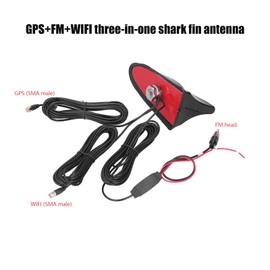 Antena De Tiburón Para Auto, ABS Antena Para Auto Antena De Aleta De Tiburón Para Automóvil GPS + FM + WIFI 3 en 1 para Vehículos Recreativos, Camiones, SUV (Negro)