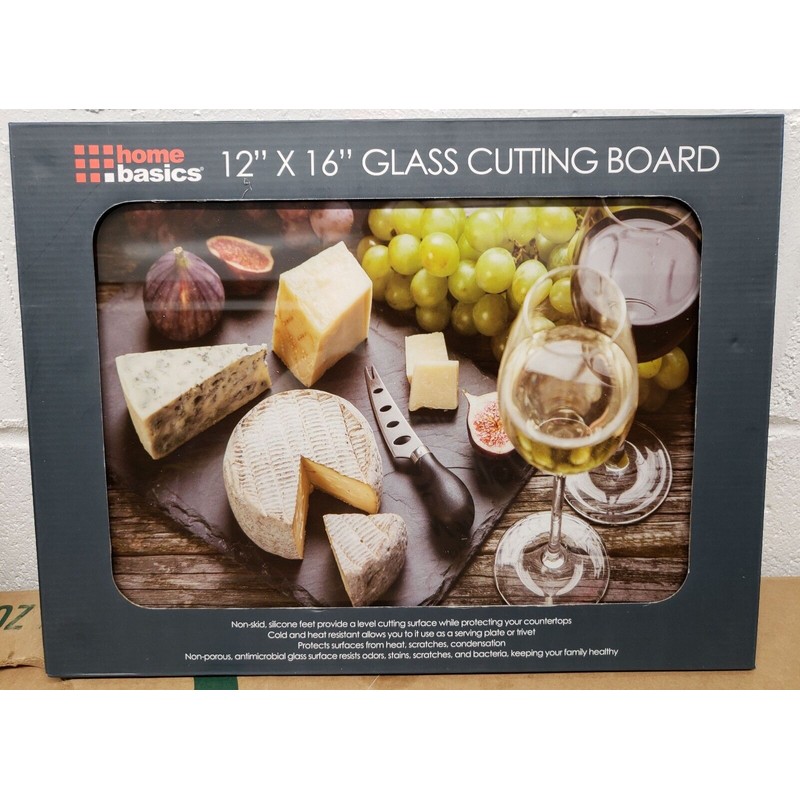 Home Basics Glass Cutting Board, Rectangle, (12" x 16") WINE