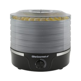 Elite Gourmet EFD319DKG Food Dehydrator, 5 BPA-Free 11.4" Trays Adjustable Temperature Controls, Jerky, Herbs, Fruit, Veggies, Dried Snacks, Black and Grey