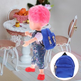 Wakauto Mochila para muñecas,Mini Mochilas con Cremallera,Bolsos con de poliéster Azul Lindas Mochilas, Accesorios para Ligero y Lindo Muñecas, Juguetes para Sets de Juego