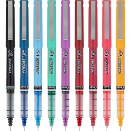 PILOT Pilot, Precise V7, Capped Liquid Ink Rolling Ball Pens, Fine Point 0.7 mm, Limited Edition Assorted Colors, Pack of 9