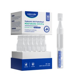 Matern'ella Hyaluronic Acid Serum with Panthenol and 4D Multi-Layer Hydration, Lightweight, Single-Use Moisturizing serum for Dry & Sensitive Skin 0.05 Fl. Oz. 30 Vials