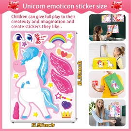 SOGIRNO 36 Sheet Unicorn Stickers, Make A Face Stickers for Kids, Make Your Own Unicorn Fantasy Animals Mix and Match Stickers, Kids Party Favor Supplies Craft