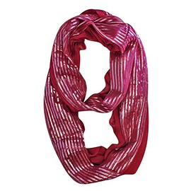Luxury Divas Magenta Summer Infinity Scarf With Metallic Stripes