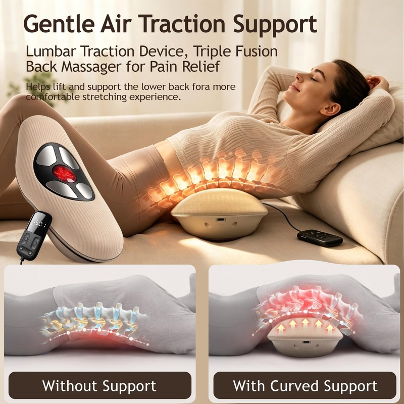 Lumbar Traction Device, FSA-HSA Triple Fusion Back Massager for Pain