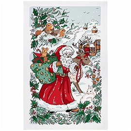 Ulster Weavers - Santa Claus Tea Towel (74 x 48cm) - 100% Cotton - Washable - Christmas Dish Cloths/Dish Towel - Father Christmas & Reindeer Tea Towel - Kitchen Accessories & Decor