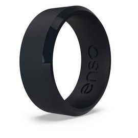Enso Rings Bevel Classic Silicone Wedding Ring – Hypoallergenic Unisex Wedding Band – Comfortable Band for Active Lifestyle – 8mm Wide, 2.16mm Thick Obsidian Size: 8