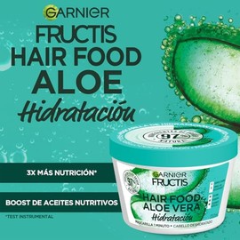 Garnier Fructis Hair Food Aloe Vera Mascarilla para Cabello Deshidratado 350ml, Tratamiento de Hidratación Profunda, Fórmula 98% de Origen Natural, Vegana y Sin Siliconas ni Parabenos