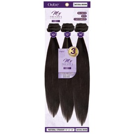 Outre My Tresses Purple Label 3 Bundles Straight Style Unprocessed Human Hair Weaves - NATURAL STRAIGHT 3 BUNDLES 18-20-22 (NA)