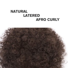 AISI QUEENS Synthetic Afro Puffs Drawstring Ponytail Bun Hairpieces Updo Hair Puff Short Kinky Curly Hair Large Size (4#Dark Brown)