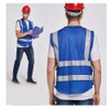Large Blue safety vest reflective with pockets and zipper|High Visibility