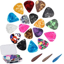 60 Pack Guitar Picks with Organizer Storage Box, 0.46 0.71 0.96 mm Includes Thin, Medium, Heavy Colorful Celluloid Guitar Picks for Acoustic Guitar Electric Guitar Bass Ukulele