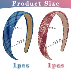 Pack of 2 Checked Headbands, Simple Headbands, Retro Headbands, Hair Accessories, Non-Slip Headbands, Women's Hair Accessories