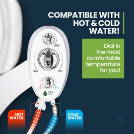 Zen Bidet Warm Hot and Cold Bidet Attachment- Dual Nozzle Warm Water Bidet Attachment for Toilet with Self-Cleaning Nozzles and Ceramic Valves - Easy to Install Bidet with Picture Instructions