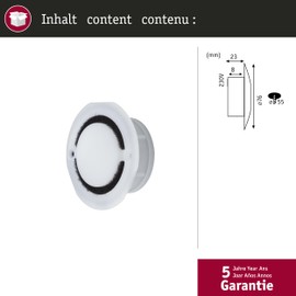 Paulmann 93741 Special Recessed Light LED IP65 1.4W 4000K 230V 76mm Opal, Polycarbonate Integriert, 1.4 W