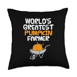 World's Greatest Pumpkin Farmer, Fall Wheelbarrow Autumn Throw Pillow