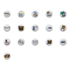 SET OF 16 KNOBS - Various Laundry Room - DECORATIVE Ceramic Dresser Drawer PULLS Cabinet Cupboard KNOBS