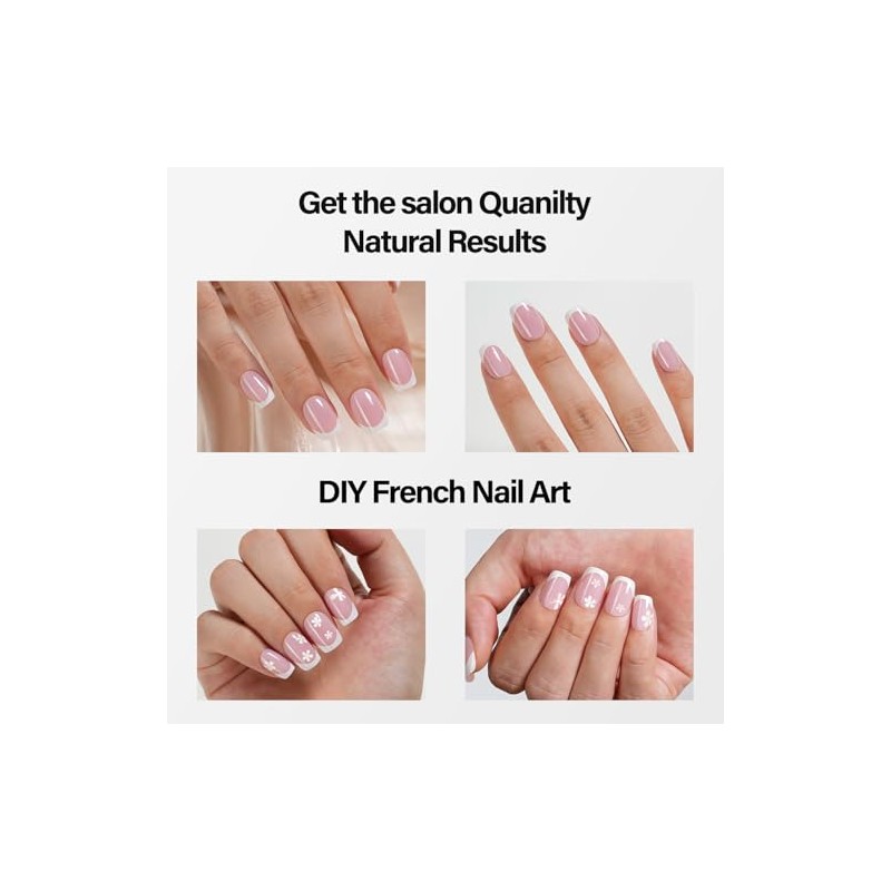 Vansiho Uñas Postizas Francesas de Gel Rosa, Uñas Postizas Cortas