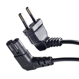 Shortix Short Power Cable (Power Cable with Angled Euro Flat Plug to Angled Euro 8 Socket), Black, 75 cm