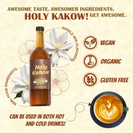 Holy Kakow Cafe Organic Vanilla Syrup - Vanilla Syrup, Coffee Syrup, Organic Syrup for Coffee, Vanilla Syrup for Coffee, Add to Latte, Cocktail & Shake, Real Food Ingredients, Specific Flavor - 750ml