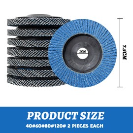 Omevett 8 Pcs Flap Discs 76mm Mixed Grit 40/60/80/120 Zirconia Grinding Wheel Sanding Discs for Angle Grinder to Sanding Grinding Metal Wood Stainless Steel