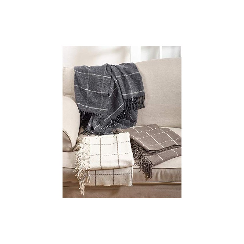 SARO LIFESTYLE TH027.GY5060 Sevan Collection Geometric Design Throw Blanket, Grey,