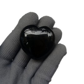 Sunshcat Natural Black Obsidian Palm Worry Carved Heart Shaped Love Crystal and Healing Stone,1.57 Inchs Valentine's Day Gift Thanksgiving Gift