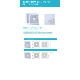 ABS Plastic Bathroom Exhaust Fan Cover with Springs, Ceiling/Wall Mounted Laminar Flow Grille & Diverter (9 * 9 in)