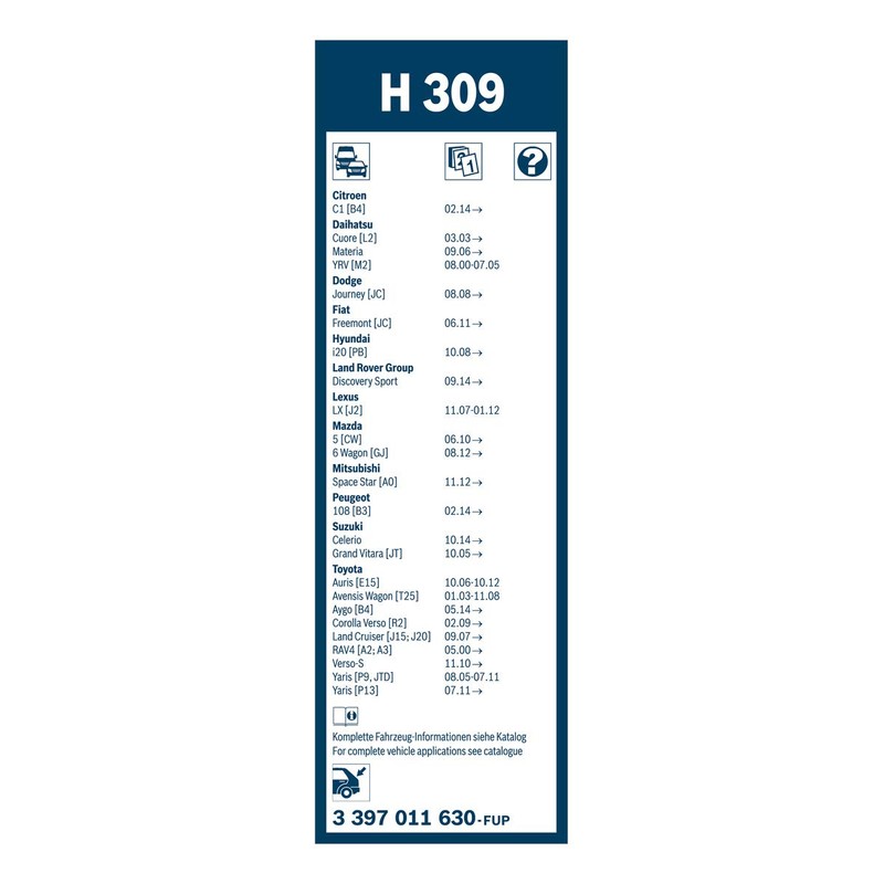 Bosch Wiper Blade Rear H309, Length: 300mm – Rear Wiper