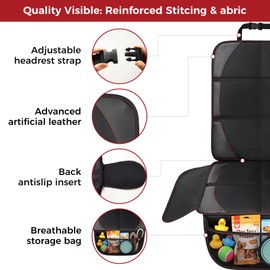 Extra-large Car Seat Protector for Child Car Seat Protector Under Baby Car Seat,Car seat Protector Car Seat Waterproof Cover Universal Durable for Dog Vehicles,Thick Pad,Anti Slip Backing (2 PCS)