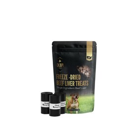 Freeze-Dried Beef Liver Dog Treats with 60 Poop Bags – Natural, Single Ingredient Dog Snack – Grain-Free, High Protein, Made in USA – Okapi Brand