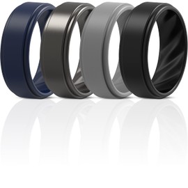 ThunderFit Silicone Wedding Rings for Men 8mm Wide 2.3mm Thick - 1/4/5/7/8 Variety Multipack (Pack B - 10.5-11 (20mm))