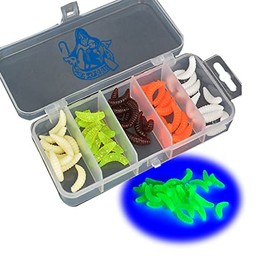 Njord Kalastus Artificial Bee Maggots for Fishing, 75 Pieces, 2 cm in Tackle Box, Fishing, Artificial Bee Maggots in 5 Catchy Colours, Trout Bait Rubber Set, Trout Bait Fishing Set (50 x Maggots)