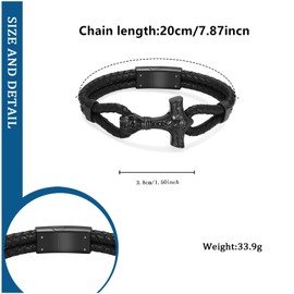 VCCWYQK Viking Thor's Hammer Urn Bracelet for Ashes for Men Women Braided Leather Wristband Cuff Bangle Memorial Jewelry Funeral Keepsake Gift