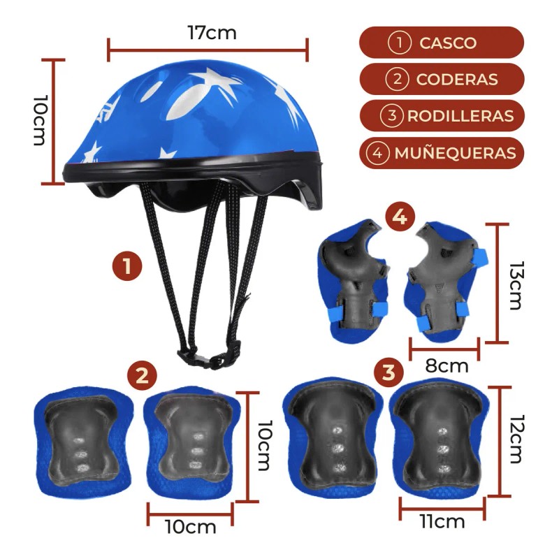 Mebix Trd Kit Protección De Patín Con Casco Para Niño