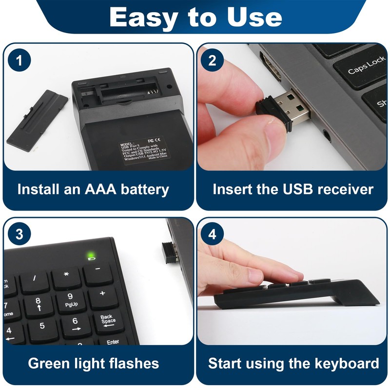Number Pad Wireless Numeric Keypad 18 Key Portable with 2.4G