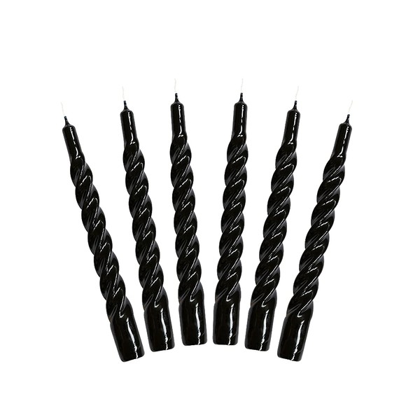 Candles with a Twist, Black Twisted, Lacquered, Unscented Candles, 6