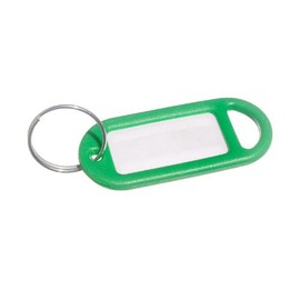Slot of 200 Key Ring Tag 50 mm x 20 mm with Label and Split Key Ring Green