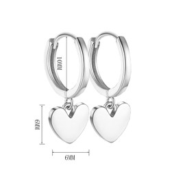 HinDaLi 3 Pairs 925 Sterling Silver Earrings Heart Earrings for Women Girls Heart Hoop Earrings Silver Hoop Earrings Cartilage Dangle Earrings Ladies Silver Stud Earrings Piercing Women Earrings Drop