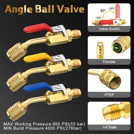 Tujoe 12 Pcs Air Conditioning Refrigerant Compact Ball Valve Coupler Access Tee Compatible with 1/4 Inch SAE for R410A R134A R12 R22 HVAC Adapter 5/16" Female to 1/4" Male with 270 pcs O-ring Set
