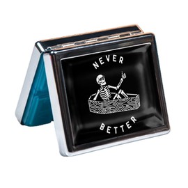 7 Days Chromed Shiny Silver Pill Organizer with Mirror Inside Has 8 Separate Compartments Rectangle Cute Travel Pill Organizer for Purse 7 Days Pill Box Pill Case (Better)