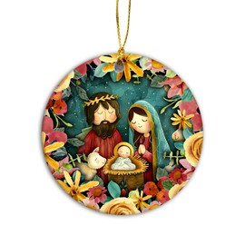 Nativity & Religious Ornament 2024 | Nativity Scene, Holy Family Resin Christmas Ornament, Birth of Jesus Hanging Decorations, Holy Religious Gift (Nativity Jesus Baby)