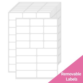 STARLIBOO White Removable Labels, Removable Colored Labels Stickers, Self-Adhesive Rectangular Stickers Water/Oil/Tear Resistant for Storage/Classroom/Home (2 Size, 300 Labels)