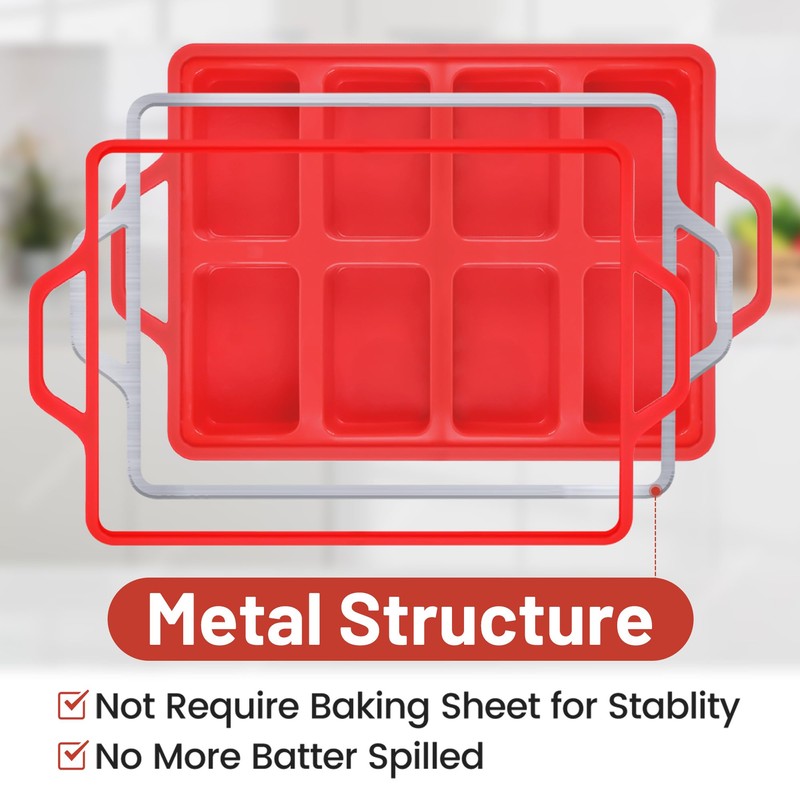 CAKETIME Mini Loaf Pans, Metal Reinforced Frame Silicone Mini Bread