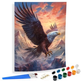 SKRYUIE Paint by Numbers Kit for Adults Beginner Eagle, Acrylic Mountain Oil Painting by Numbers Kits with PaintBrushes Paintwork Art Canvas Crafts for Home Decor 16x20 inch
