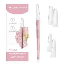 BULIMICA Dermaplane Razor Starter Kit, Reusable Dermaplaning Tool, Face Razors for Women Facial Peach Fuzz Removal, Eyebrow Razor, 1 Razor + 4 Refill Blades, Pink