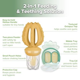 Haakaa - Comedero de frutas para bebés y mini congelador para congelador, moldes para paletas de leche materna para alivio de enfriamiento, alimentador de silicona sin BPA para alimentación segura del