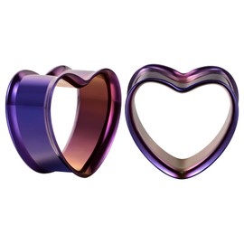 Cooear 1 pair of stainless steel measuring devices for ears, heart-shaped ear tunnels, flesh stretchers, expanders, 8 mm to 25 mm., Metal, Sandstone